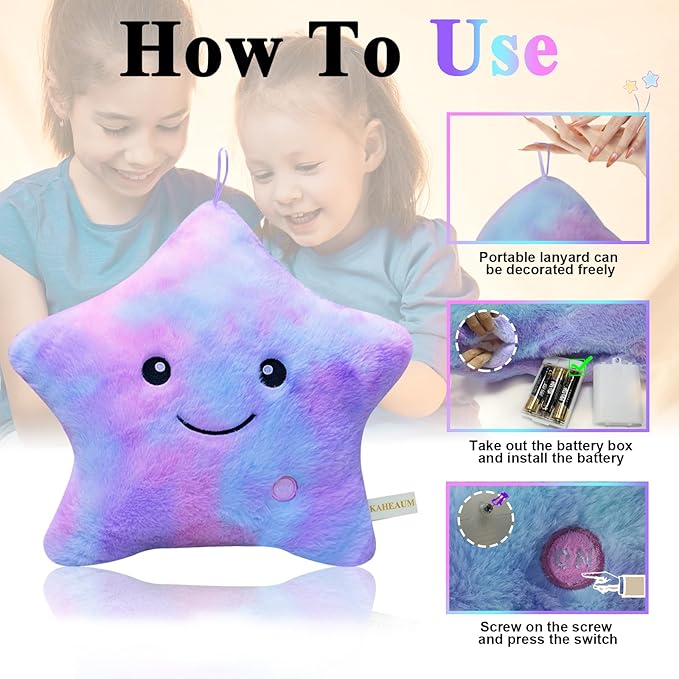 Throw Pillows for Bedroom Couch Living Room Decor Home Bed Sofa Chair Birthday Holiday, Custom Soft Decorative Star Pillow Cover, Cute Purple Colorful Throw Pillow Inserts Sets