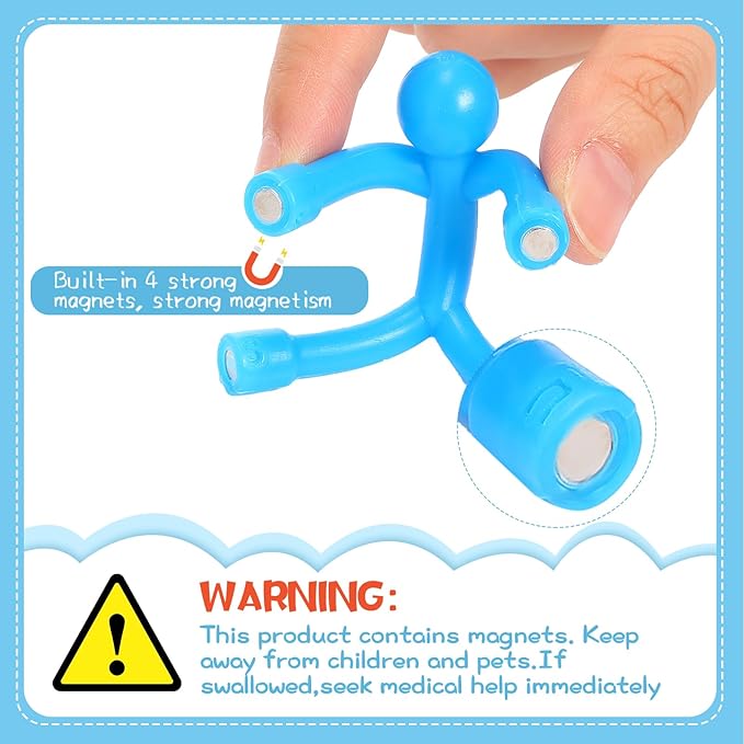 Jerify 50 Pcs Refrigerator Magnets Colorful Magnetic Men Fidget Toys Humanoid Mini Flexible Cute Toys for Refrigerator Door Office Fun Decorative Decoration, 10 Colors