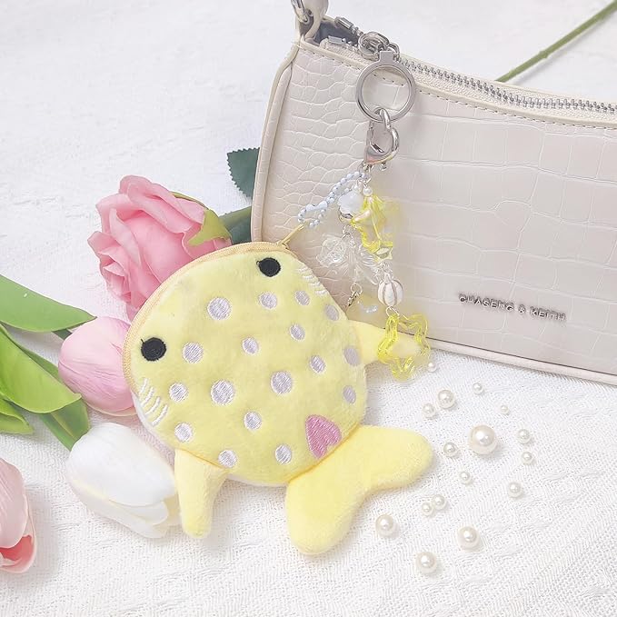 Cute Keychain Whale Shark Coin Purse Keychain Cute Plush Zipper Change Pouch, Kawaii Handmade Wallet for Women