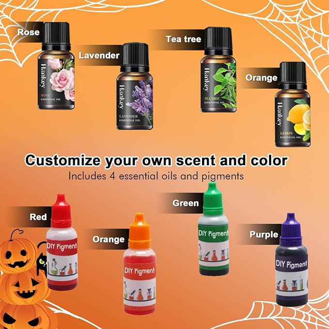 EDSRDRUS Soap Making Kit Series - Soap Making Supplies with Glycerin Soap Base, Silicone Molds, Fragrance Oils, Pigments & More (Purple Halloween Soap Making Kit)