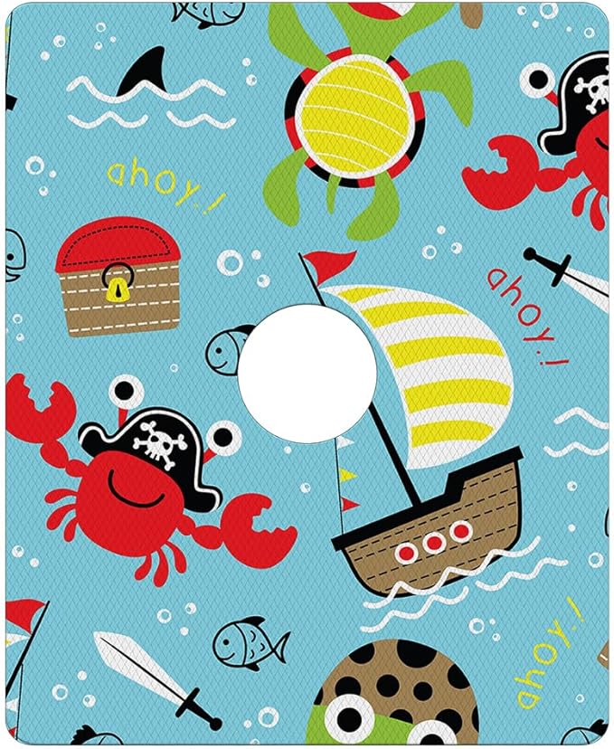 Kahuna Grip™ Non-Slip Peel and Stick Bath & Shower Mat - Pirates Ahoy (26x32 w/6" Center Drain Hole)