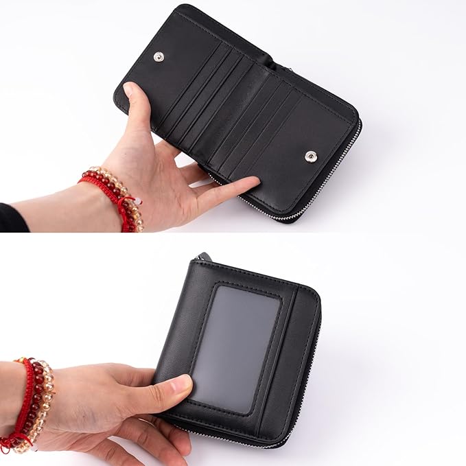 Genuine Small Wallet for Women, Slim RFID Blocking Credit Card Holder with ID Window, Compact Purses for Women with 22 Card Slots