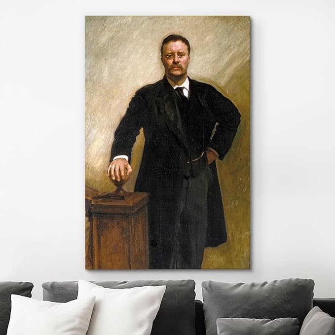 wall26 Canvas Print Wall Art Portrait of President Theodore Roosevelt People Pop Culture Historical Realism Famous Closeup Multicolor Classical for Living Room, Bedroom, Office - 12"x18"