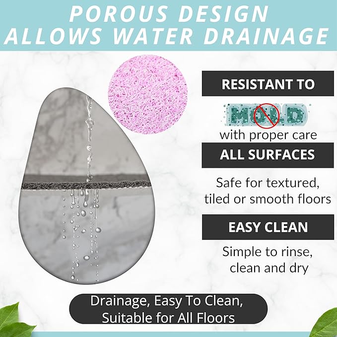 Non Slip Bathtub Mat Shower Mat for Tub - Loofah Bath Mats for Bathroom - 40x16 Bathtub Floor Mat - Textured Anti Slip Bath Mat Without Suction Cups - Secure Mat for Wet Areas (40x16 Pink)
