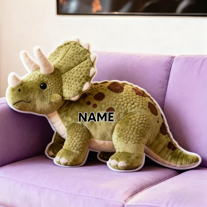Personalized Dinosaur Shaped Shaped Pillow, Custom Name Plush Stuffed Pillows, Suitable for Beds, Sofas, Bedrooms, Living Rooms Custom Decorative Cushion Gifts for Birthday and Anniversary