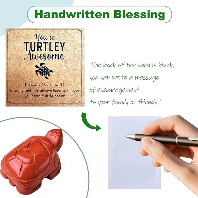 Sea Turtle Gifts for Women Men, Birthday Graduation Gifts, Crystal Turtle Gift Set Emotional Support Stone with Cheer Up Card for Stress Relief Positive Energy-Red Jasper