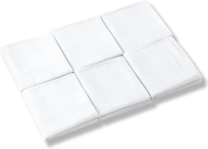 Gifts Cotton Handkerchiefs 100% Soft Cotton 12-Pack White handkerchif and Blue cotton handkerchief for Men and Women