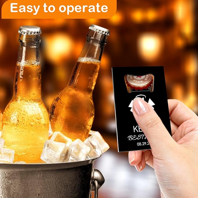 1PCSPersonalized Bottle Openers Credit Card Size, Groomsmen Best Man Gifts for Wedding Bachelor Party, Stainless Steel Beer Bottle Opener