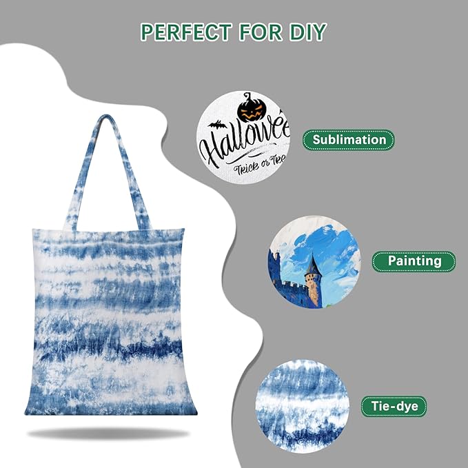 OKBA 10 pcs Sublimation Tote Bags,polyester tote bags for sublimation,DIY customization blank canvas tote bags12.2 * 14.2 in