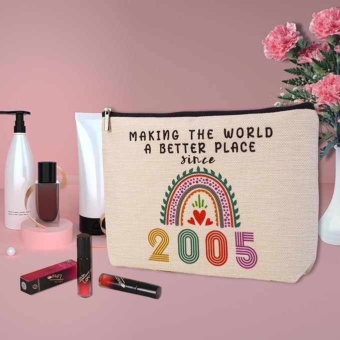 ancpeany 2026 Happy 21st Birthday Gifts for Her Makeup Bag, 21st Birthday Decorations for Her, Women, Girls, Friends, Daughter, Christmas, 2005 Cosmetic Travel Pouch 21 Year Old Birthday Gift Ideas
