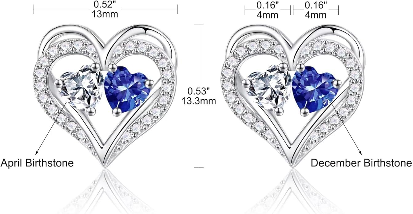 Iefil Valentines Day Gifts for Her - 925 Sterling Silver Birthstone Earrings, Anniversary Birthday Gifts for Women Wife Girlfriend Mom