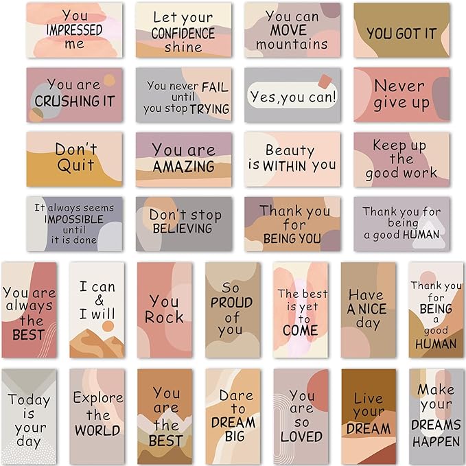 Xuhal 60 Pcs Inspirational Magnets Bulk Rectangle Positive Affirmation Magnets Decals Decorative Inspiring Fridge Magnetic Stickers for Adults Team Motivational Gifts (Light,Boho)