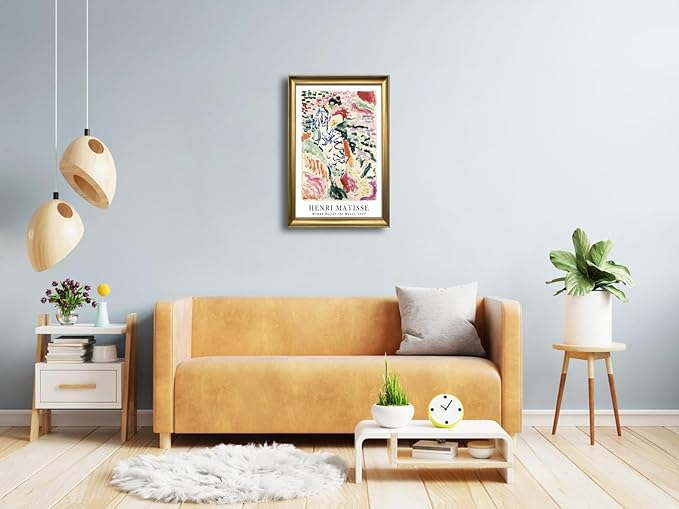 Wieco Art Framed Wall Art Woman Beside the Water 1905 by Henri Mattise Abstract Colorful Art Matisse Posters Canvas Prints for Wall and Home Office Decorations Bronze Gold Frame