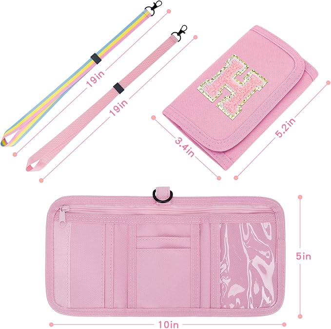 Christmas Gifts for Girls 3 4 5 6 7 8 9 10 11 12 Years Old Kids Wallet Cute Initial Coin Purse Toddler Wallet with Magic Sticker (Pink, H)