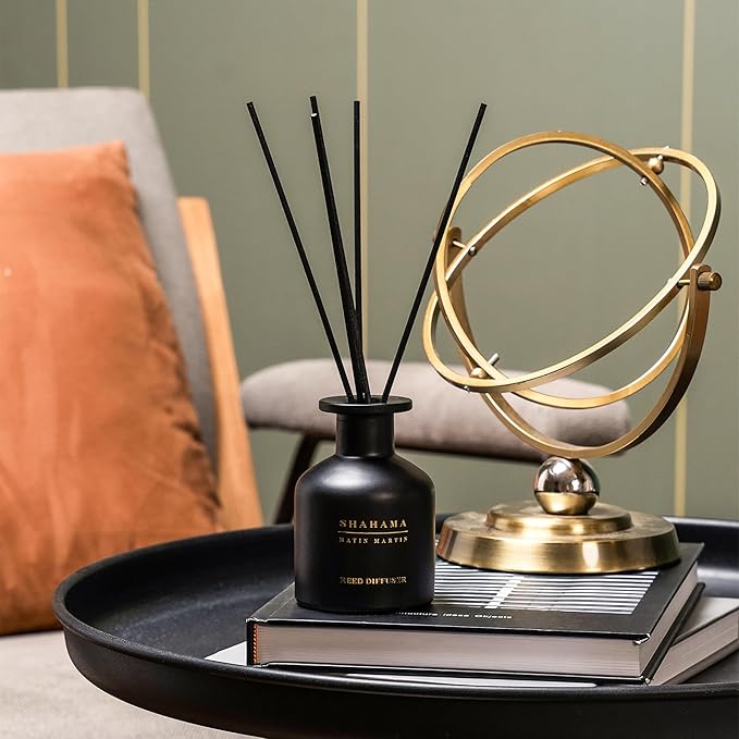 Matin Martin Shahama Reed Diffuser 5 oz - Luxury Aromatherapy with Saffron & Apple - Home Decor Gift for Bedroom, Office, Living Room, and Bathroom - Long Lasting Scent with Premium Fragrance Sticks
