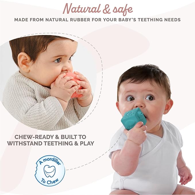 Sophie la girafe So'Pure Cubes & Balls | 4 Light & Colorful Balls | Easy to Grasp | Designed with Natural Rubber to Soothe & Awaken All 5 Senses