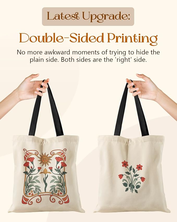 Miss Adola Aesthetic Tote Bag for Girls - with Magnetic Buckle and Zipper Inner Pocket for Women Lady Canvas Cotton Tote Bag
