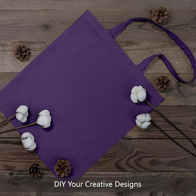 TOPDesign 6-Pack Economical 16"x15" Deep Purple Cotton Tote Bags, Lightweight Medium Reusable Grocery Shopping Cloth Bags, Suitable for DIY, Advertising, Promotion, Gift, Activity