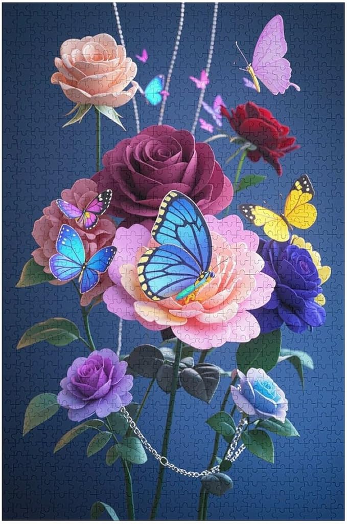 Jigsaw Puzzles for Adults 1000 Piece - Butterfly Flowers Themed Wooden Puzzles，Challenge Puzzles，Educational Games，Family Puzzles，Unique Gifts for Wall Art ，Funny Puzzles，Stress Relief Games