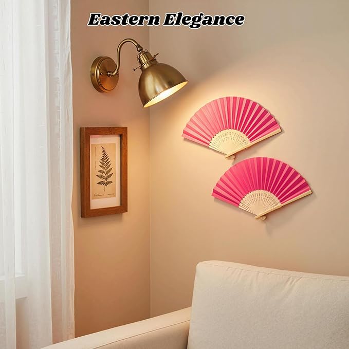 JOHOUSE 12 Pcs Paper Folding Hand Fans, 8.3 Inch Dark Pink Paper Fans Handheld Portable for Wedding, Outdoor Party Favors, Bridal Shower DIY Crafts Photography Prop Pink Party Decorations