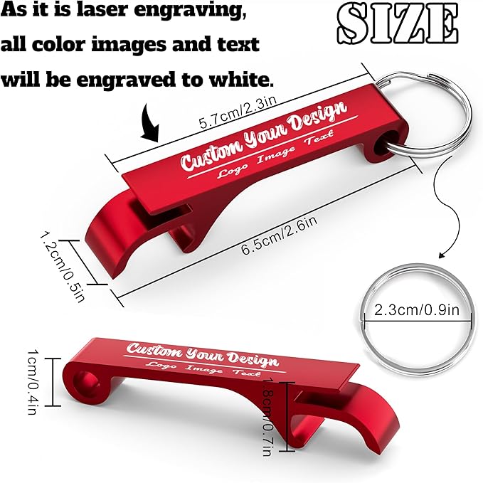 30 Pcs Personalized Bottle Opener Keychain Bulk, Custom Aluminum Beer Bottle Opener Engraved Your Own Text Logo Keychain Can Opener for Bar, Graduation, Party, Wedding Favors Gift (30 Pcs)