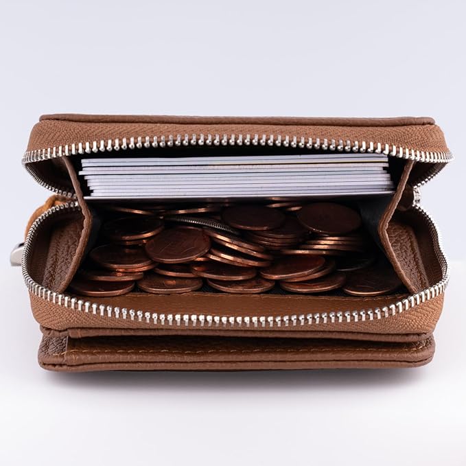 Genuine Small Wallet for Women, Slim RFID Blocking Credit Card Holder with ID Window, Compact Purses for Women with 30 Card Slots