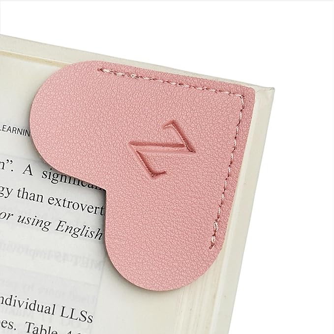 MOTEERLLU Personalized Leather Heart Bookmark with Initial, Cute Letters Custom Corner Book Mark for Reading Women, Teacher, Student, Book Lovers Gifts & Accessories(Pink, Z)