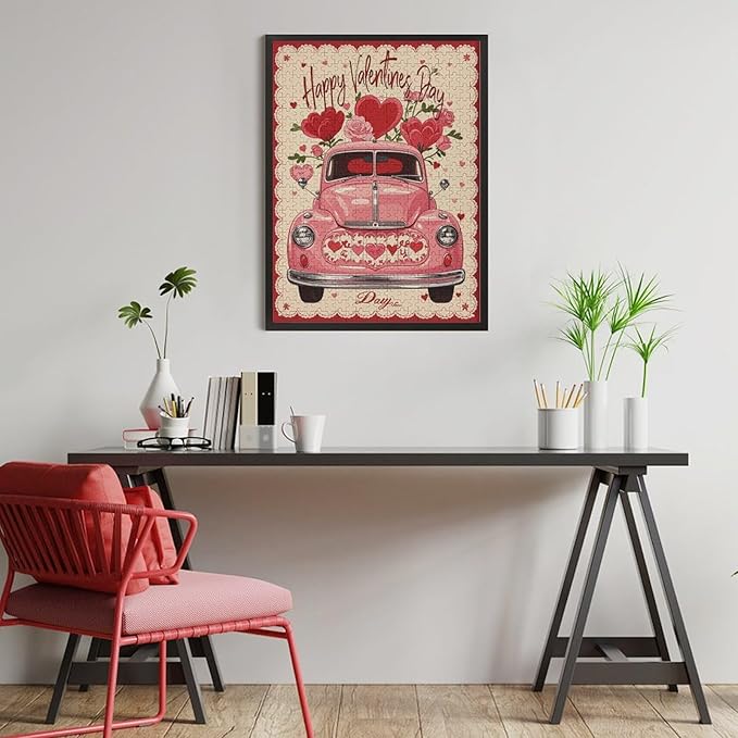 Jigsaw Puzzles for Adults 500 Piece - Happy Valentine's Day Wooden Puzzle，Family Puzzles，Educational Games，Challenge Puzzles Puzzle Games，Stress Relief Games