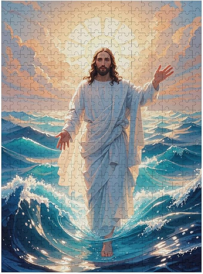 Jigsaw Puzzles for Adults 500 Piece - Jesus Walk On Sea Wooden Puzzle，Unique Gifts for Wall Art ，Family Puzzles，Educational Games，Challenge Puzzles Puzzle Games