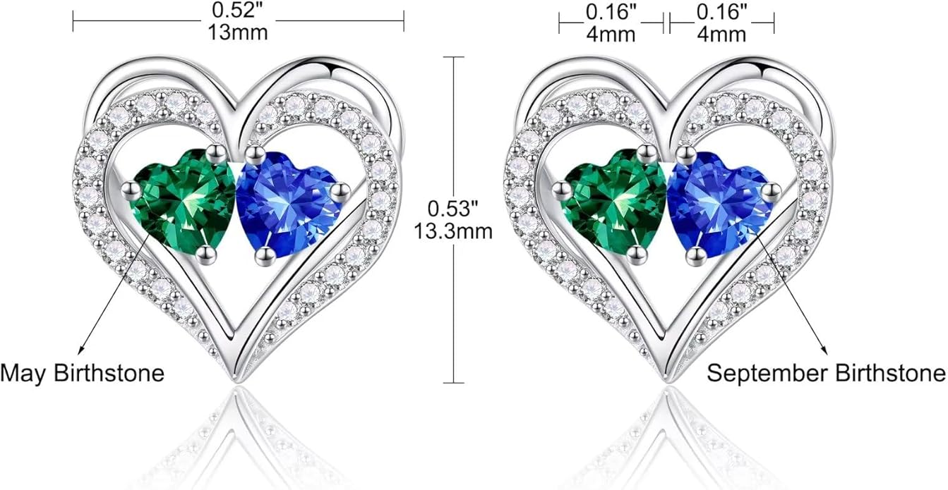 Iefil Valentines Day Gifts for Her - 925 Sterling Silver Birthstone Earrings, Anniversary Birthday Gifts for Women Wife Girlfriend Mom
