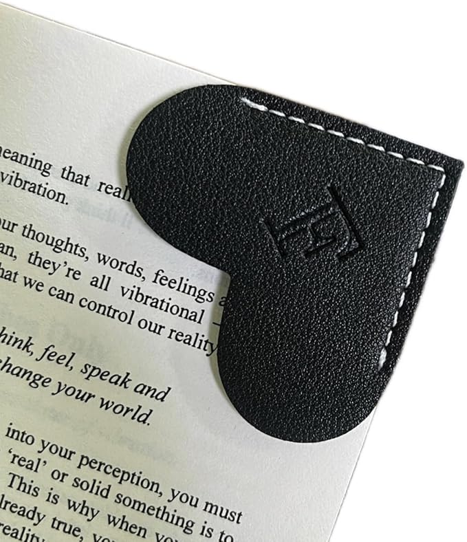 Personalized Leather Book Marks, Heart Bookmark, Unique Cute Handmade Letter Bookmarks Accessories for Reading Women, Teacher, Student, Book Lovers Book Mark Gifts (Black, F)