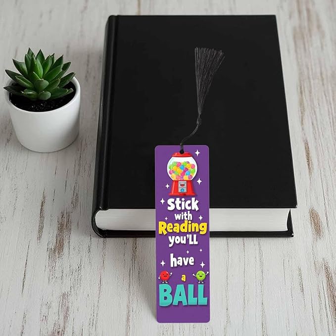 Game Console Bookmarks 5 Pcs with Tassels Colored Balls Purple Wooden Bookmarks for Reading Women Students Teacher Reader