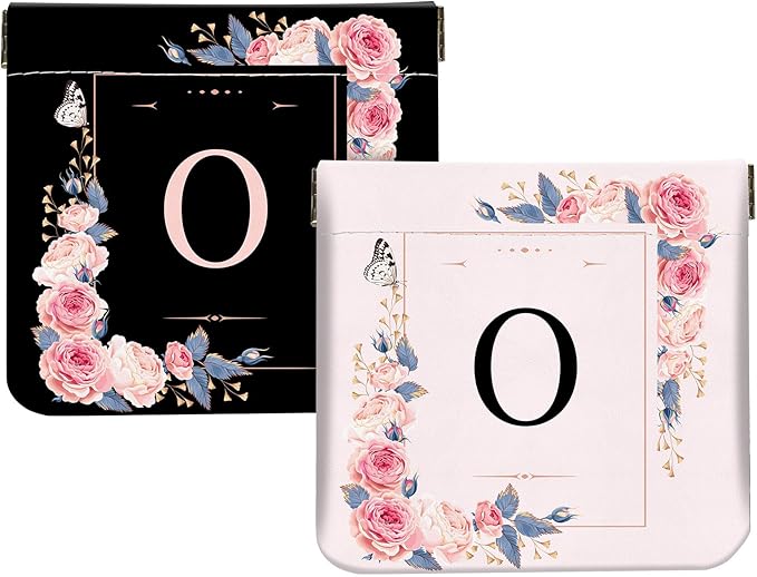 2Pcs Initial Letter PU Leather Small Squeeze Coin Purse Pouch Mini coin Bag Unique And Cute Wallet Cosmetic Bags For Women Girls Men Change Bag Letter O