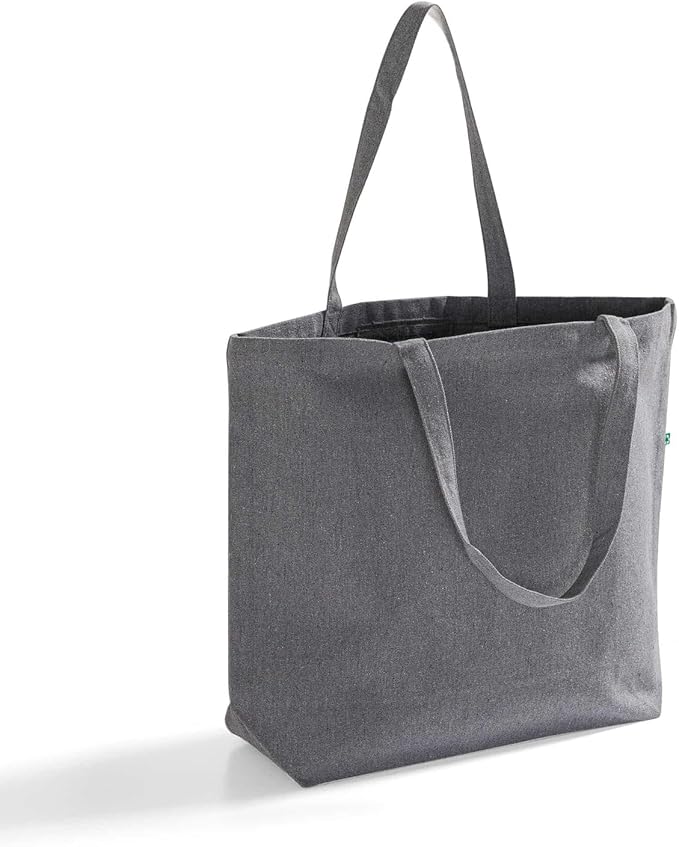 Large Recycled Cotton Canvas Tote Bag with Gusset – 12 Pcs Reusable Bag with Shoulder Straps, Canvas Tote Bags Bulk