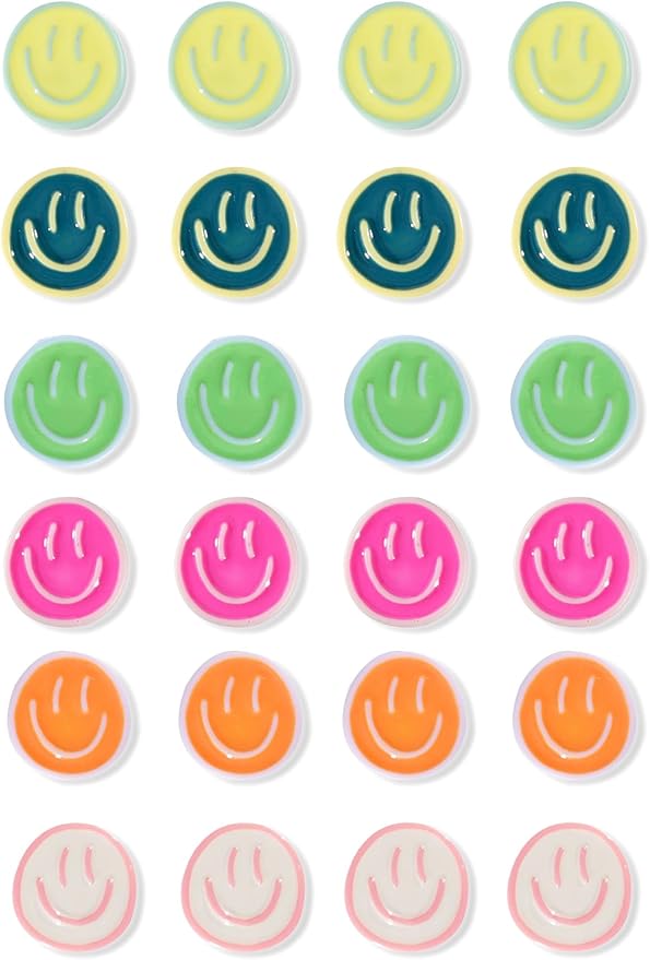 Mymazn 24Pcs Fridge Magnets Cute Refrigerator Magnets, Colorful Magnets for Whiteboard Cabinet Locker, Resin Smile Face Decorative Magnets for Classroom Kitchen Office