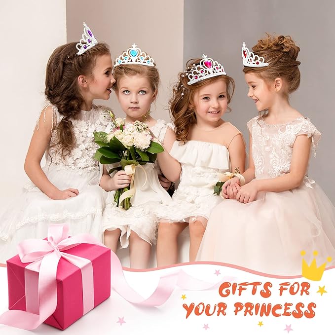 Zhanmai 24 Pcs Tiara Crown Set Princess Crown for Girls Plastic Tiaras Dress up Costume Party Favor Accessories Kid Birthday (Bright Colors)