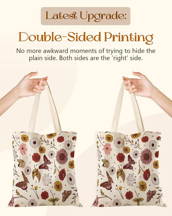 Miss Adola Aesthetic Tote Bag for Girls - with Magnetic Buckle and Zipper Inner Pocket for Women Lady Canvas Cotton Tote Bag