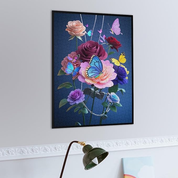 Jigsaw Puzzles for Adults 500 Piece - Butterfly Flowers Themed Wooden Puzzles，Challenge Puzzles，Educational Games，Family Puzzles，Unique Gifts for Wall Art ，Funny Puzzles，Stress Relief Games