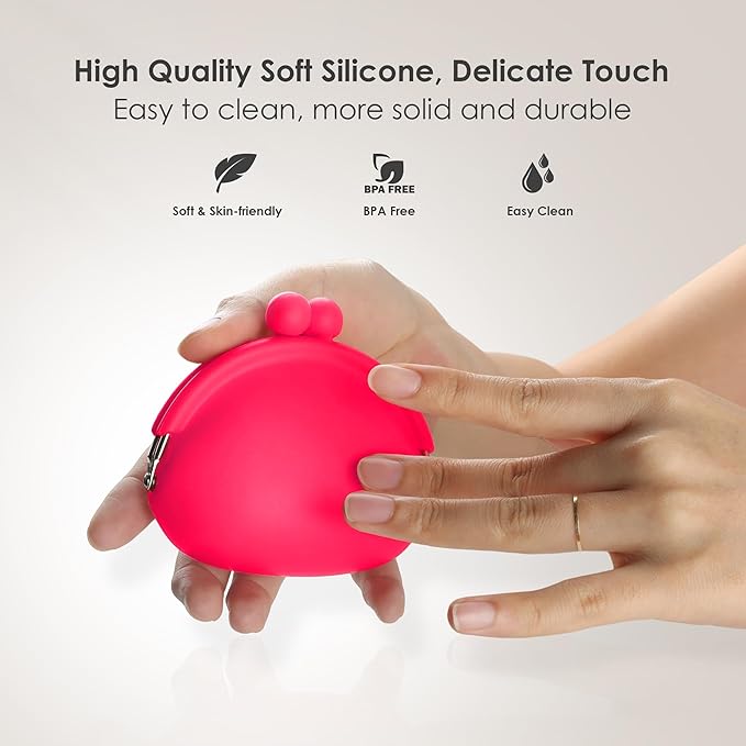Coin Purse for Women – Silicone Small Coin Pouch with Kiss Lock for Coins, Keys, Lipstick, and Earphones – Mini Cute Change Purse, Coin Purse & Pouch for Daily Life, Cars, Travel, Party (Dragonfruit)