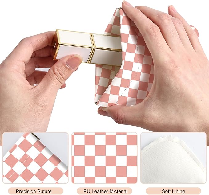 2Pcs PU Leather Small Squeeze Coin Purse Pouch Mini coin Bag Unique And Cute Wallet Cosmetic Bags Change Bag For Women Girls Men Checkered Pattern