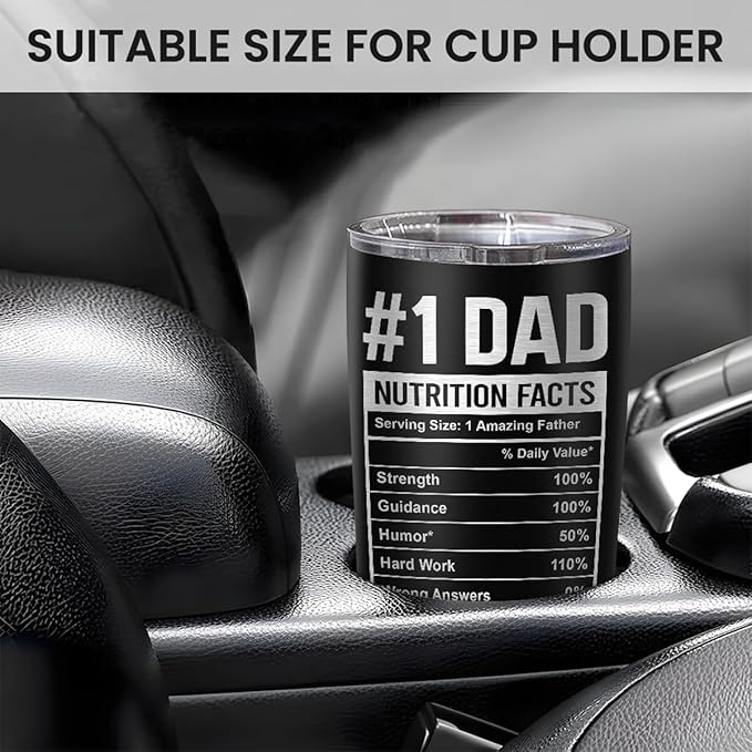 SANDJEST Dad Tumbler 20oz, Dad Fuel Cup Stainless Steel Insulated Tumblers, Coffee Mug Cups for Best Dads from Daughter Son, Gifts for Birthday Christmas Fathers Day
