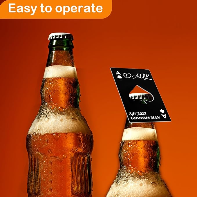 3PCSPersonalized Bottle Openers Credit Card Size, Groomsmen Best Man Gifts for Wedding Bachelor Party, Stainless Steel Beer Bottle Opener