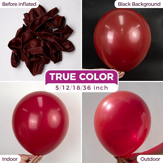 Bezente Burgundy Balloons 18 Inch - 30 Pack Large Thick Dark Ruby Balloons Big Round Retro Wine Red Maroon Latex Balloons for Thanksgiving New Years Casino Themed Cherry Party Decorations