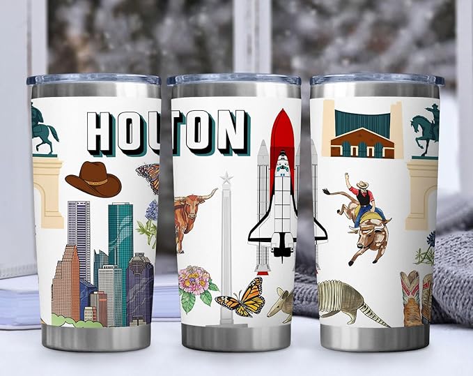 City Tumbler for City Lover,20oz Double Wall Vacuum Insulated Stainless Steel Coffee Cups (Houston)