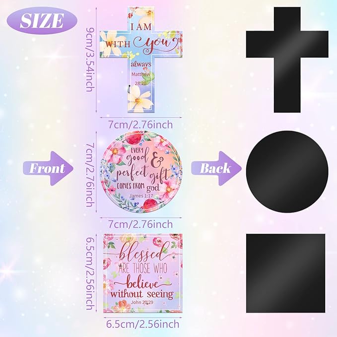 Saillong 15 Pcs Inspirational Magnets for Refrigerator Fridge Decor Accessories with Bible Verses Faithful Locker Inspired Fridge Christian Motivational Quote Magnets, 3 Shapes(Flower)