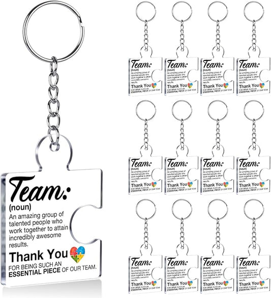 Team Appreciation Gifts for Employee Coworker Staff Bulk, Teamwork Thank You Gift Set Puzzle Piece Acrylic Keychains