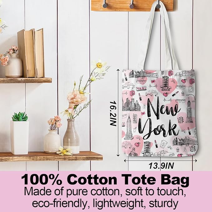 Jeilink New York Souvenirs and Gifts Beach Weekender Tote Travel Reusable Grocery Bags Girls Trip