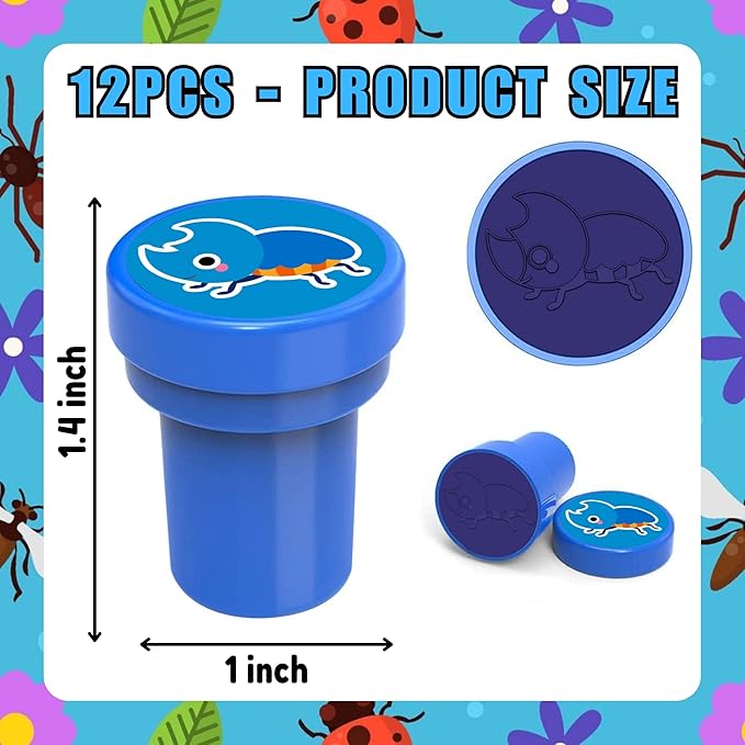 36PCS Bug Party Favors - 24PCS Pre-Cut Temporary Tattoos & 12PCS Stamps - Ideal Spring Summer Animal Themed Birthday Card Decorations Supplies Goodie Bag Kids Gifts Classroom Rewards Prizes