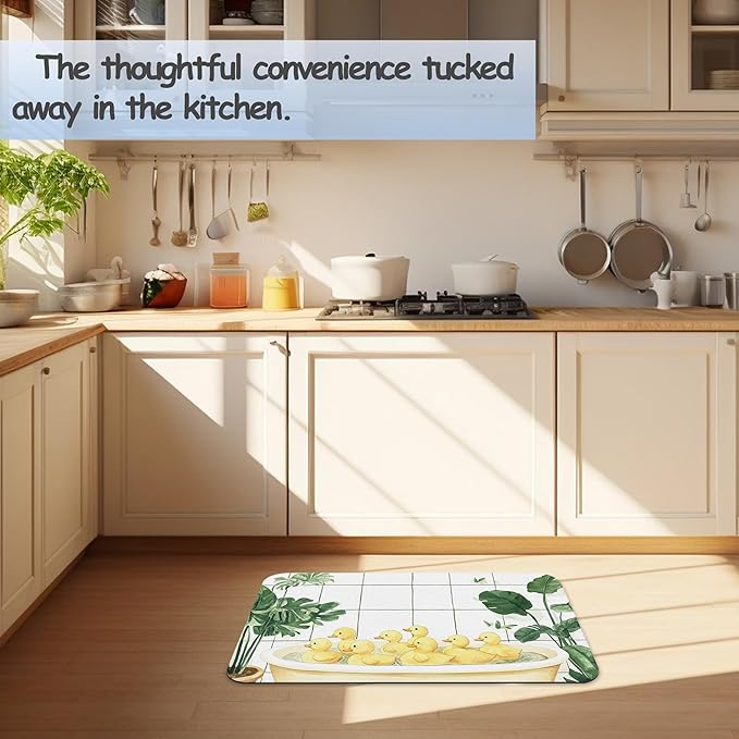 Bathroom Rug 29.5"x17",Duck Bathtub Swimming Bath Mat with Non-Slip Rubber Backing, Quick-Drying Absorbent Thin Floor Mat for Bathroom, Shower, Sink, or Kitchen