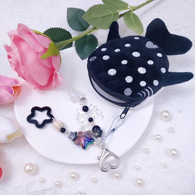 Cute Keychain Whale Shark Coin Purse Keychain Cute Plush Zipper Change Pouch, Kawaii Handmade Wallet for Women